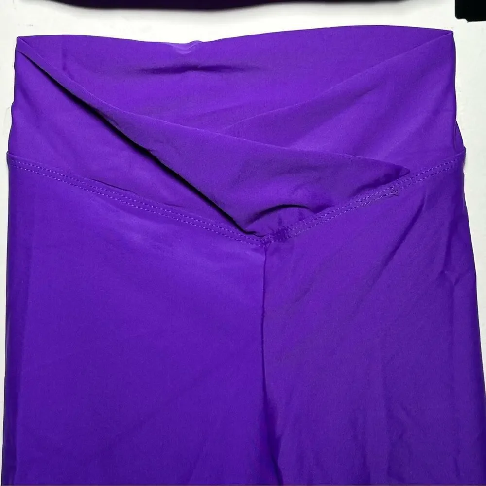 Theatricals 2 piece dance set Purple Bike Shorts Sports Bra crop top AXS NWT